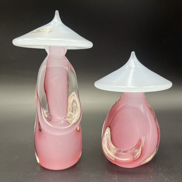 MURANO VETRERIA ARTISTICA OBALL PINK & WHITE ALABASTRO ASIAN ORIENTAL MAN & LADY - Picture 2 of 16